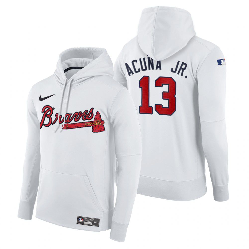 Men Atlanta Braves #13 Acuna jr white home hoodie 2021 MLB Nike Jerseys->atlanta braves->MLB Jersey